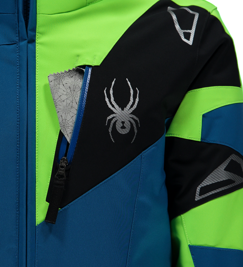 Spyder Leader Boys Ski Jacket In Blue/Green/Black-2