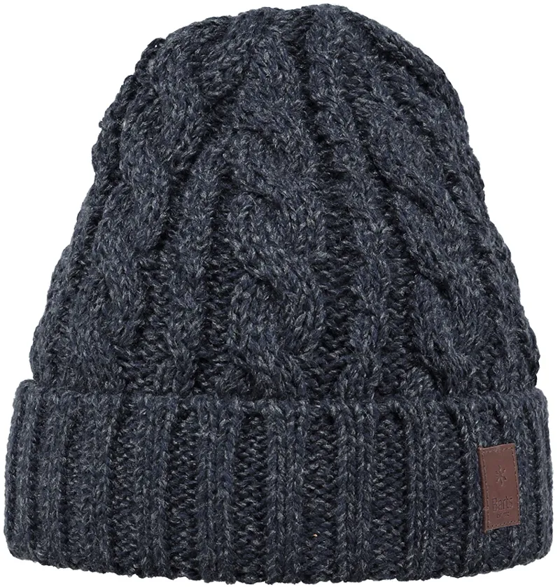 Barts Twister Turnup Beanie Hat in Navy