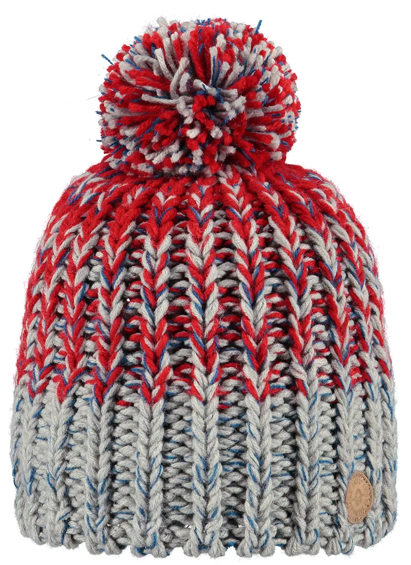 Barts Cooper Junior Beanie Hat in Heather Grey and Red