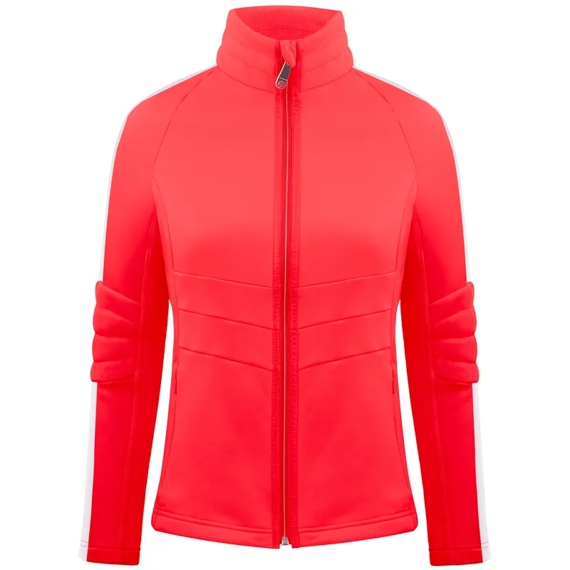 Poivre Blanc Womens Detailed Full Zip Stretch Fleece Top in Red