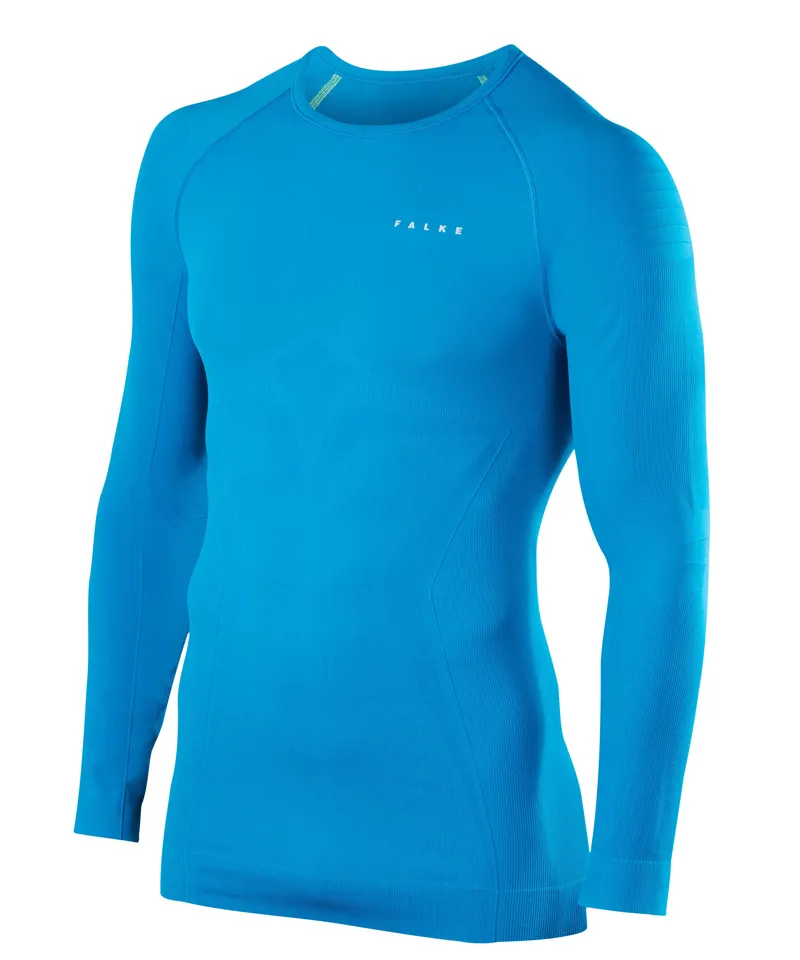 Falke LS Tight Fit Mens Thermal Base Layer Top In Kingfisher Blue