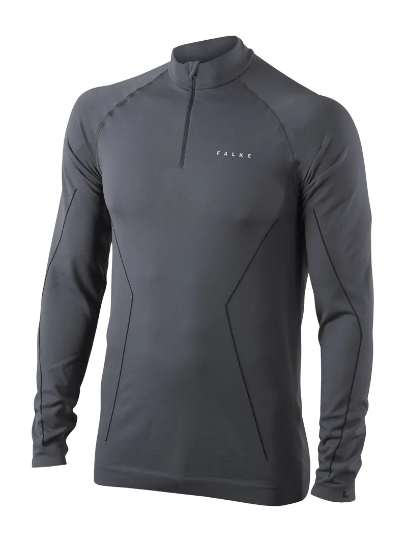 Falke Ski Comfort Mens long Sleeve Zip Neck Thermal Vest in Carbon