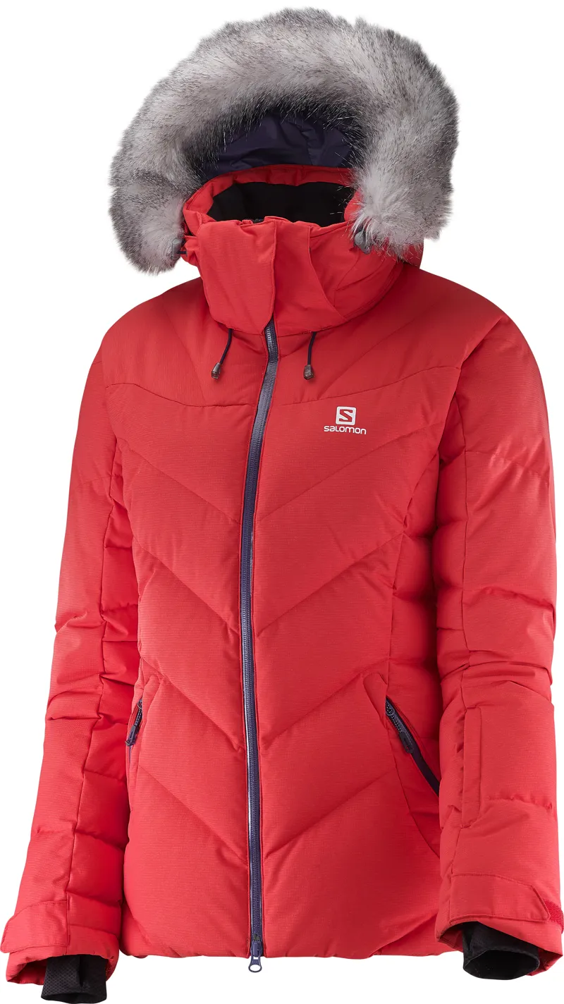 Salomon Icetown Womens Down Ski Jacket In Infrared Navy