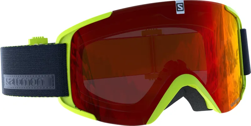 Salomon X View Ski Goggles In Acid Lime with Mid Red Lens