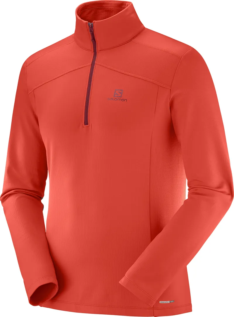 Salomon Discovery LT Half Zip Mens Midlayer in Fiery Red