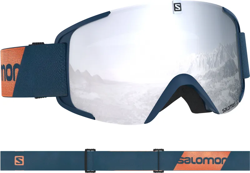 Salomon X View Goggles in Blue with Uni Mirror Lens