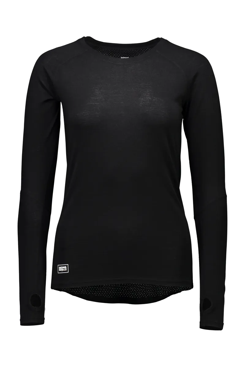 Mons Royale Bella Tech LS Womens Base Layer Top In Black