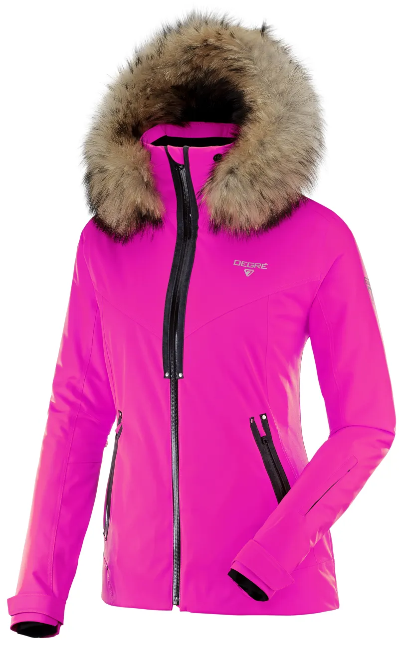 Degre 7 Geod Womens Fur Ski Jacket In Ultra Pink