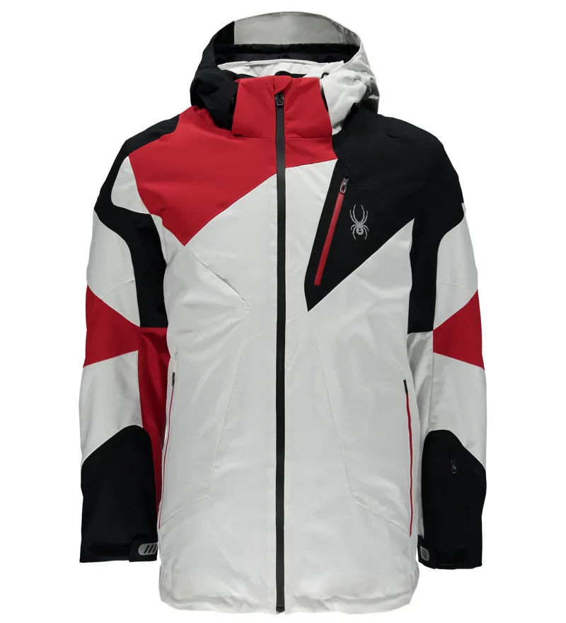 Spyder Leader Mens Ski Jacket In White/Red