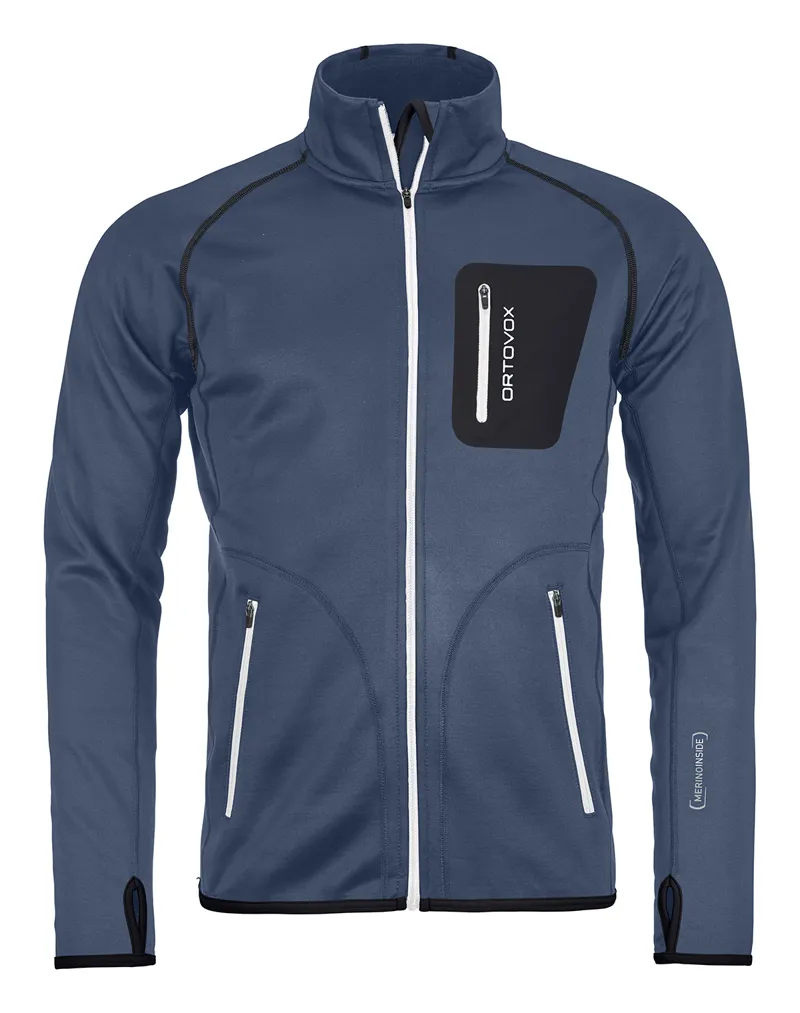 Ortovox Merino Fleece Mens Jacket in Night Blue