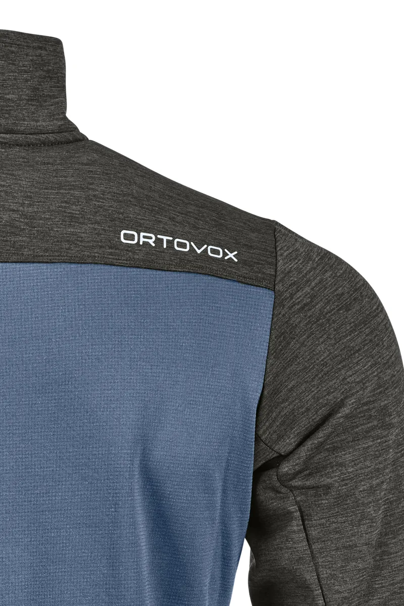 Ortovox Merino Fleece Light Mens Zip Neck in Blue Sea-1