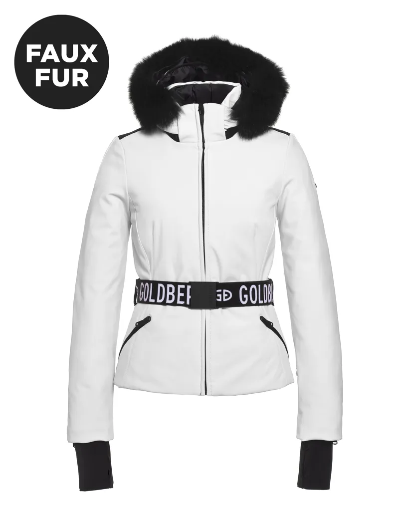 Goldbergh Hida Faux Fur Womens Down Ski Jacket in White