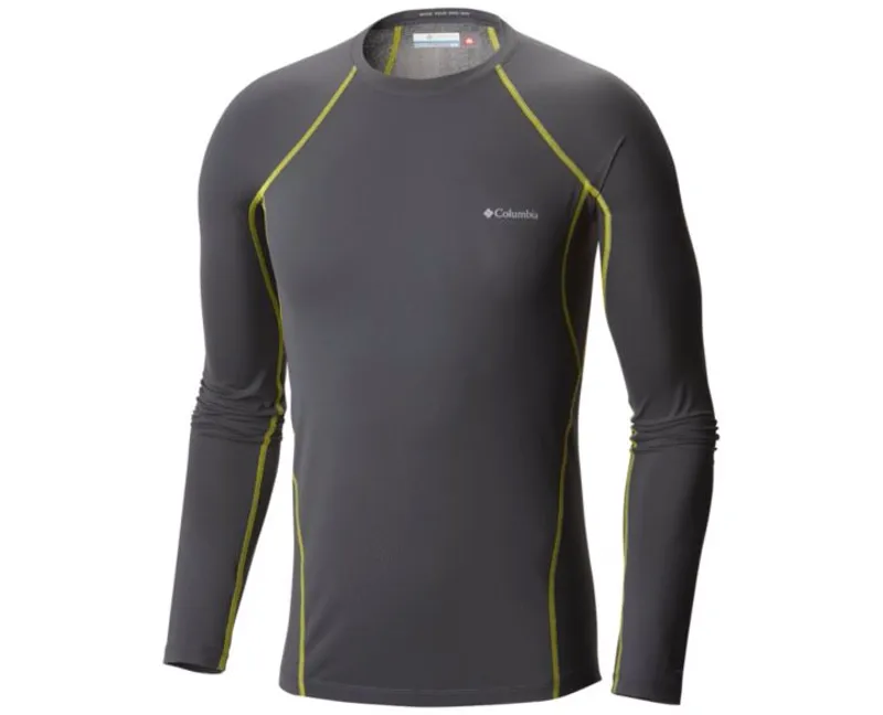 Columbia Mid Weight Mens LS Crewe Thermal Baselayer Top In Grey