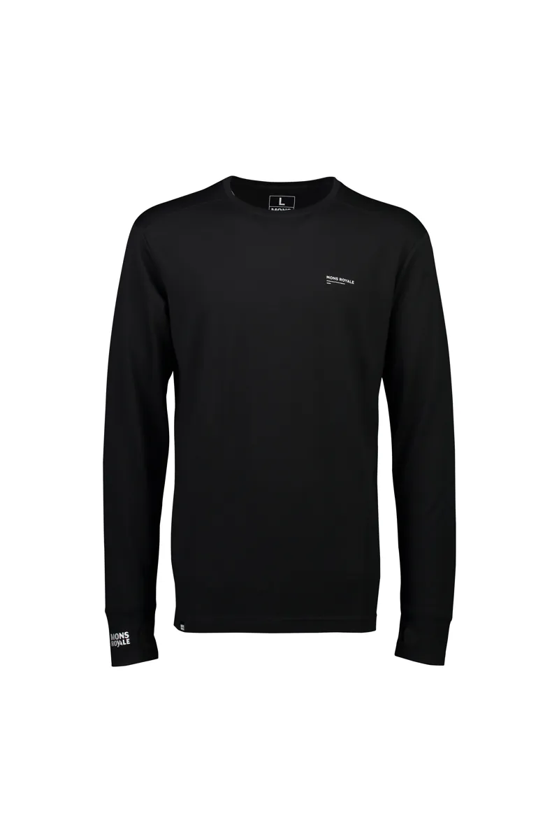 Mons Royale Alta Tech LS Crew Merino Top in Black