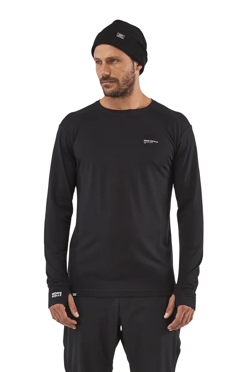Mons Royale Alta Tech LS Crew Merino Top in Black-2