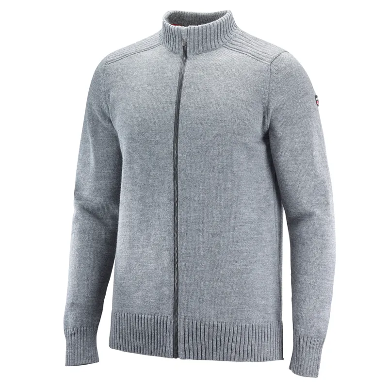 Henjl Blakey Mens Merino Wool Full Zip Sweater In Grey