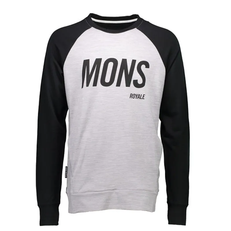 Mons Royale Covert Tech Sweat Mens Merino Mid Layer In Black/Grey