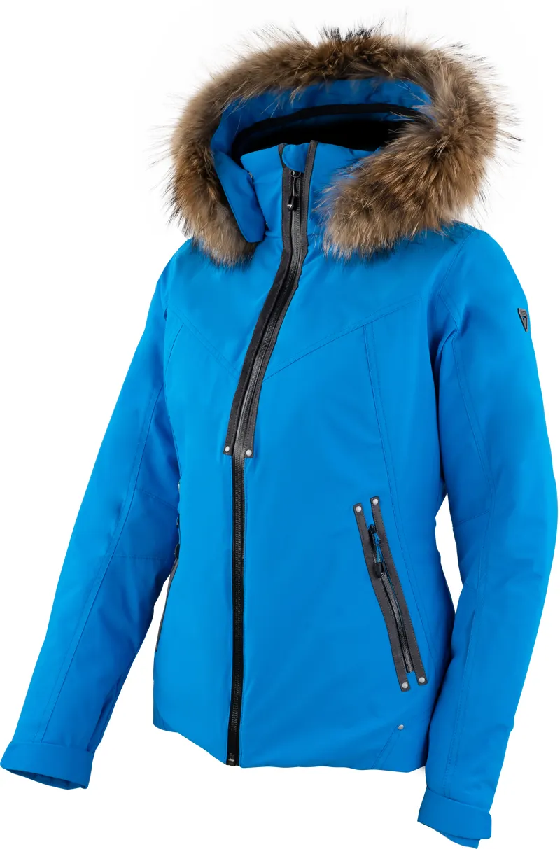 Degre 7 Womens Geod 2.0 Faux Fur Trim Ski Jacket in Ultra Blue