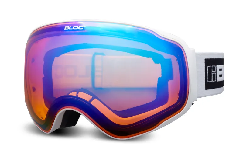 Bloc Evolution Ski Goggles White with Orange/Revo Blue Lens