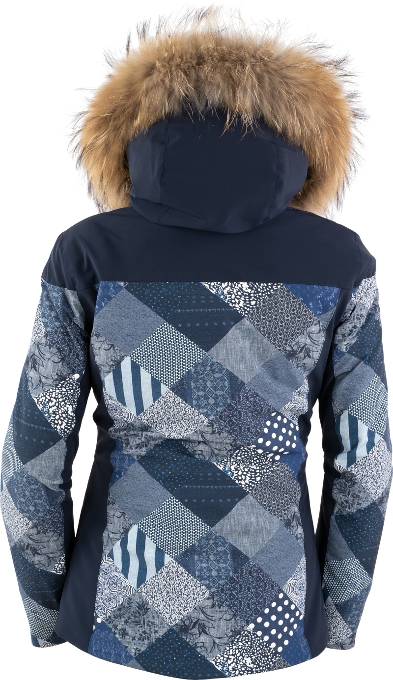 Henri Duvillard Womens Ecandies Fur Ski Jacket in Denim Blue-2