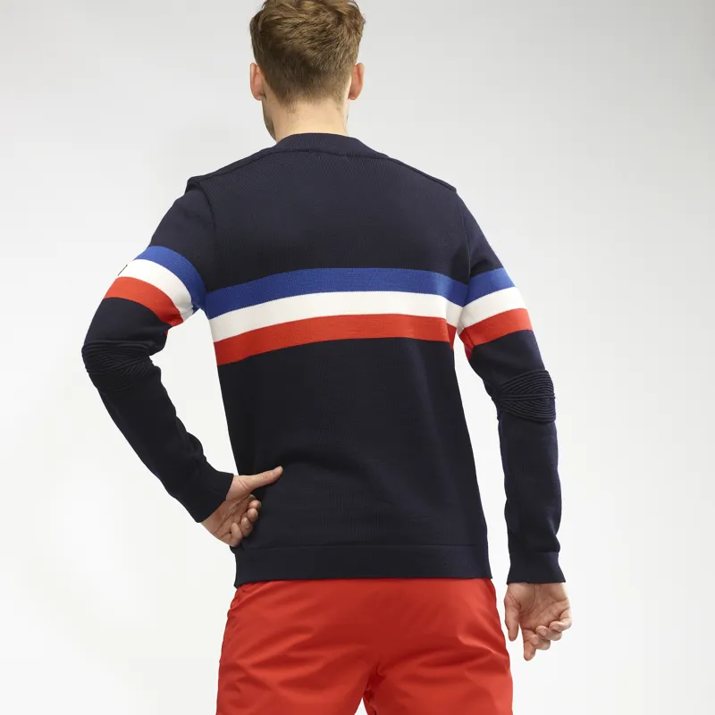 Henjl Sledge Mens Merino Wool Sweater in Navy Blue-3