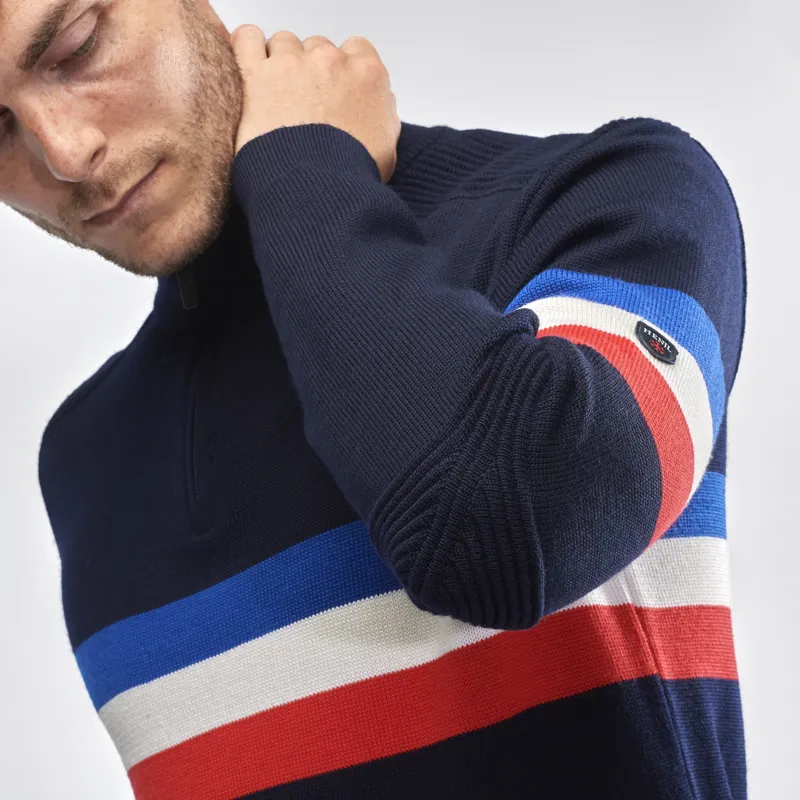 Henjl Sledge Mens Merino Wool Sweater in Navy Blue-2