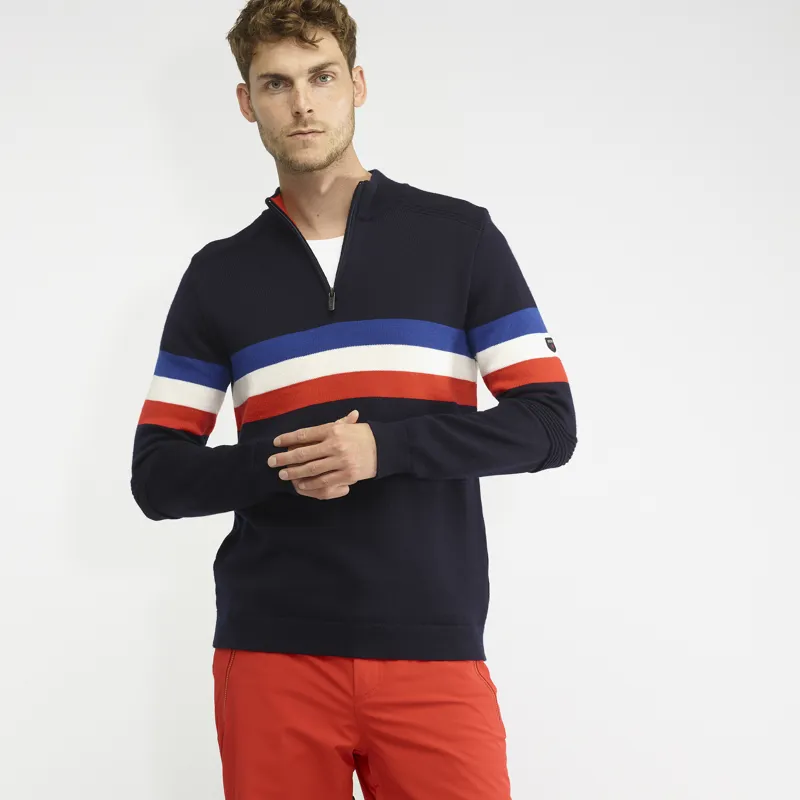 Henjl Sledge Mens Merino Wool Sweater in Navy Blue-1