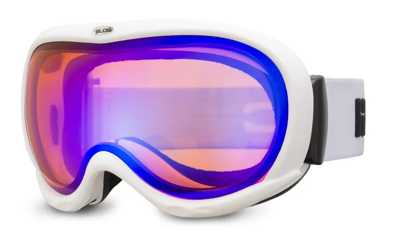Bloc Iona Ski Goggles in White with Orange/Blue Lens