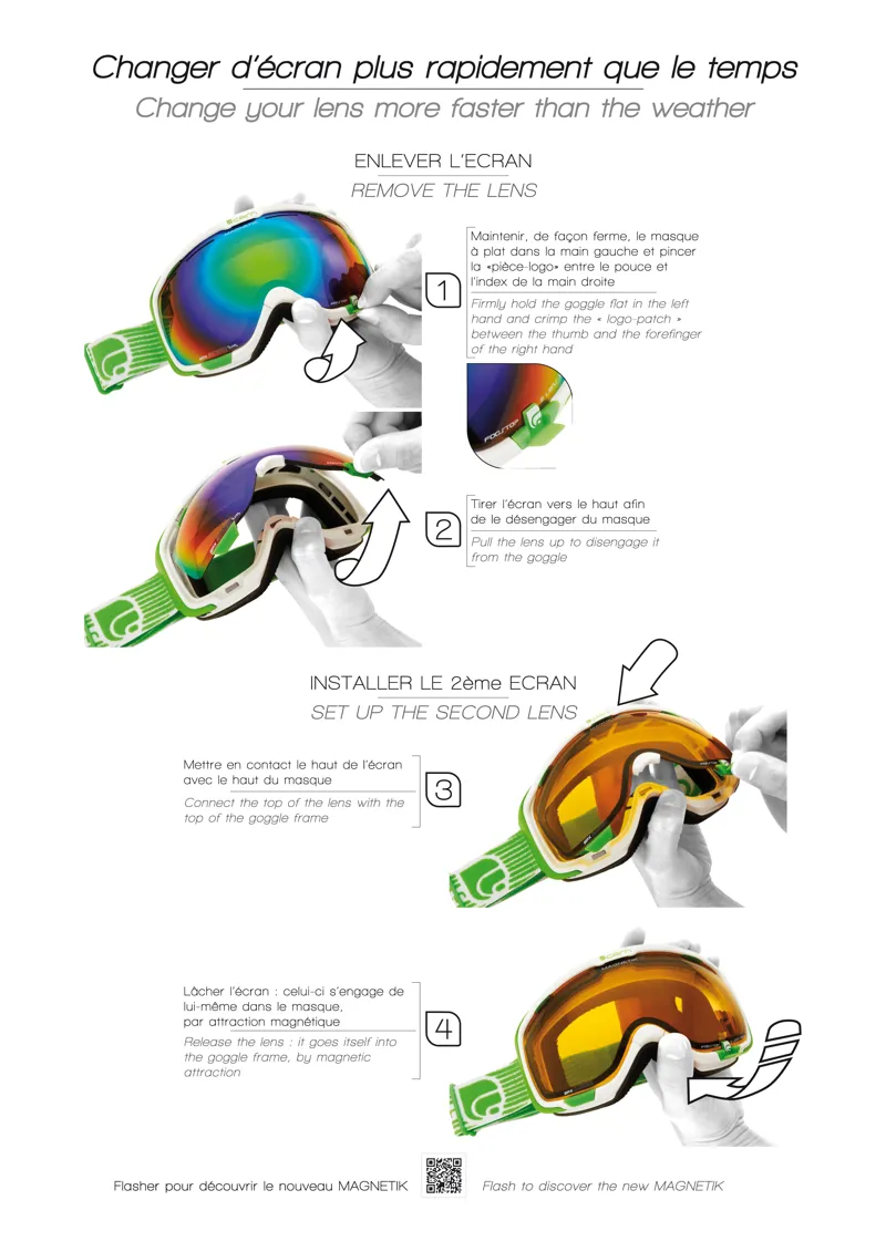 Cairn Magnetik Ski Goggles with Spare Lens in White/Orange-1