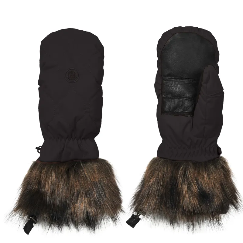 Poivre Blanc Faux Fur Womens Ski Mittens In Black The Ski Shop