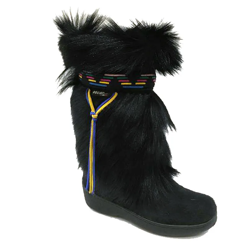 Oscar Hoara Goatskin Fur Apres Snow Boots in Black