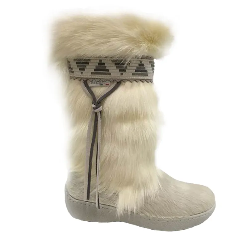 Oscar Hoara Goatskin Fur Apres Snow Boots in White