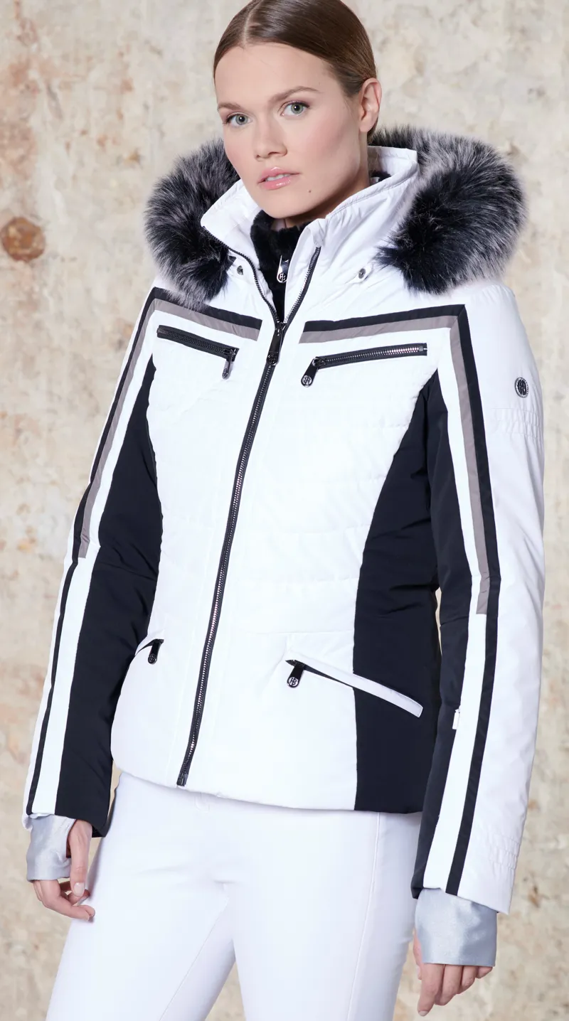 Poivre Blanc Linda Womens Ski Jacket in Black/White-1