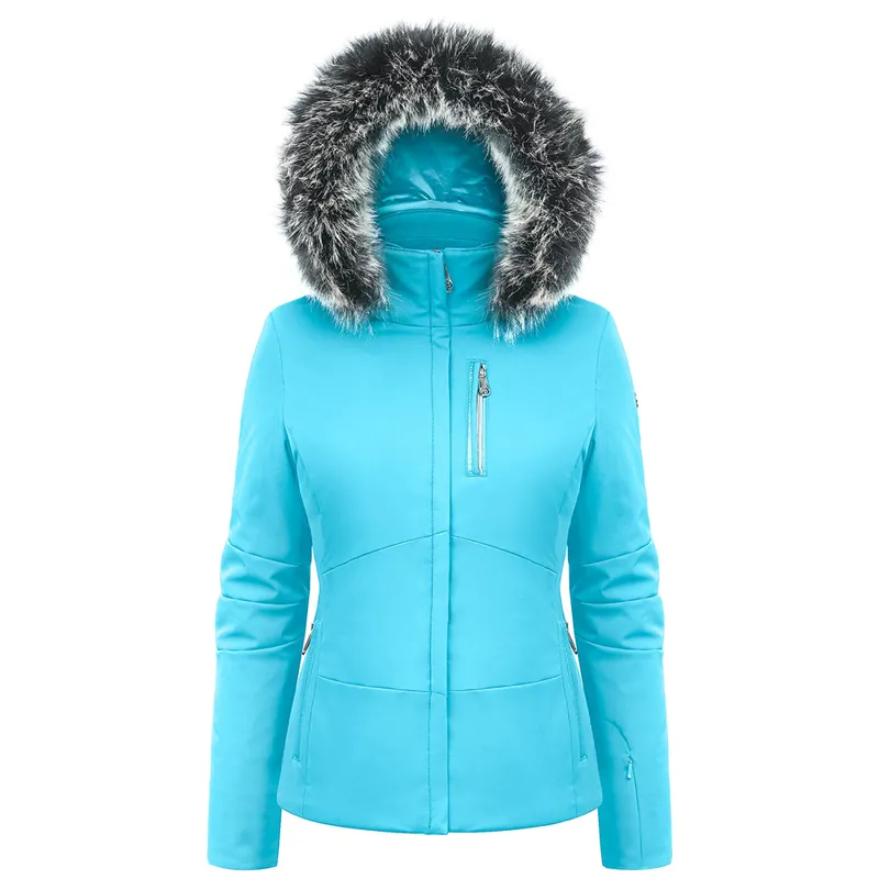Poivre Blanc Megan Faux Fur Ski Jacket in Azure Blue
