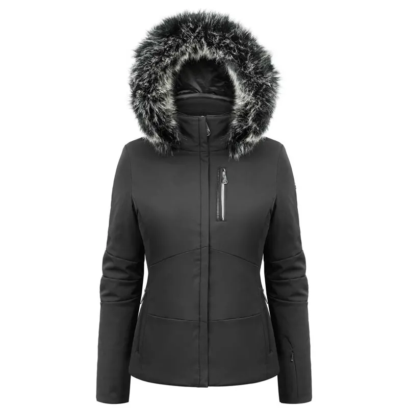 Poivre Blanc Megan Faux Fur Ski Jacket in Black