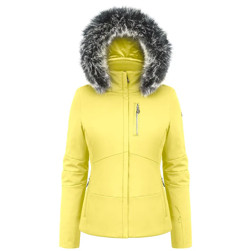 Poivre Blanc Megan Faux Fur Ski Jacket in Empire Yellow