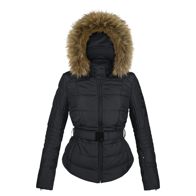 Poivre Blanc Quilted Faux Fur Womens Ski Jacket in Black