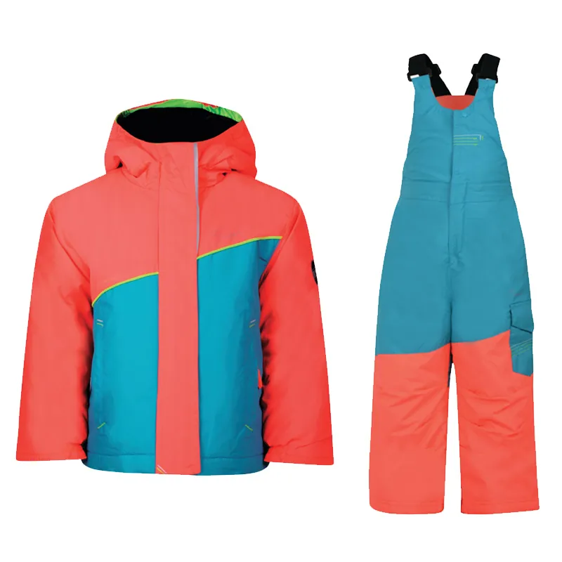 Dare2B Jaunt Junior Jacket and Pants Set In Coral/Blue
