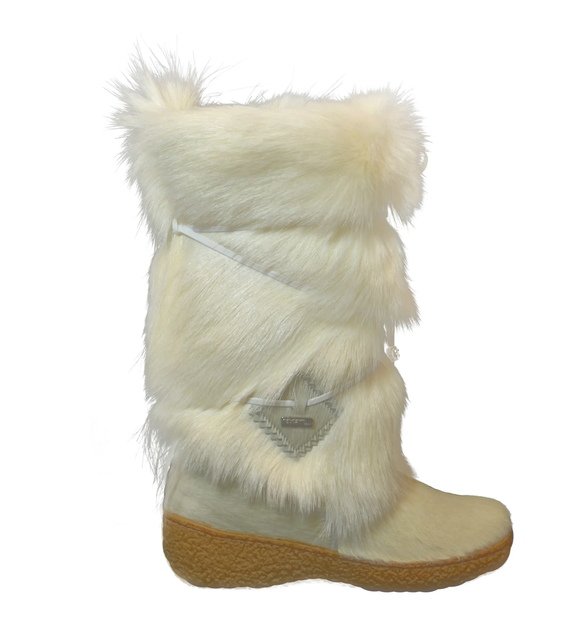 Oscar Sierra Goatskin Fur Apres Snow Boots in White |real fur|rea