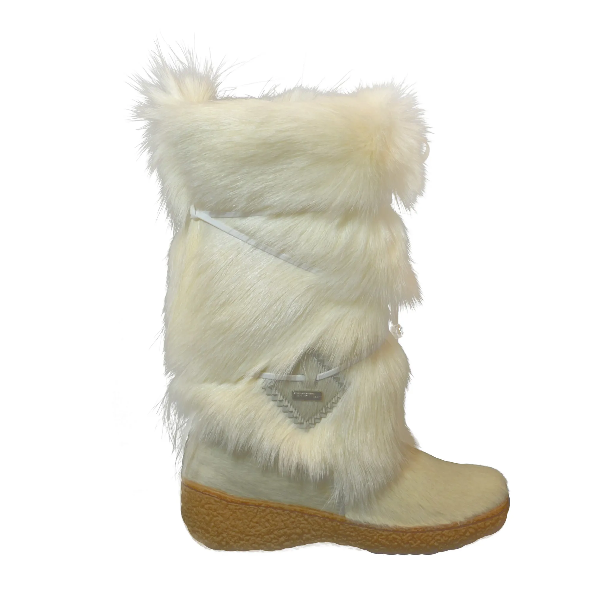 Oscar Sierra Goatskin Fur Apres Snow Boots in White |real fur|rea