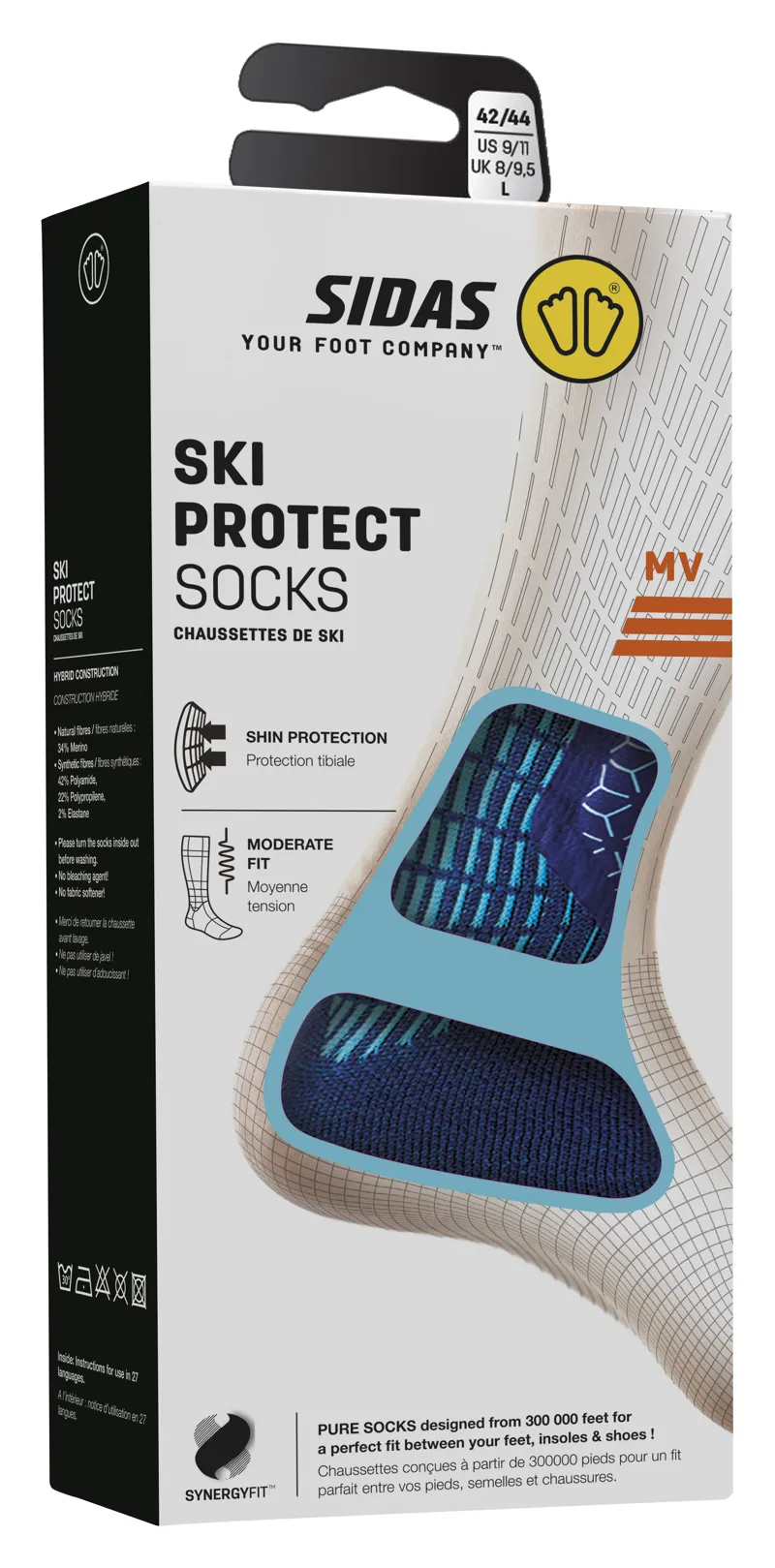 Sidas MV Ski Socks with Padded Foam Shin Protection-2