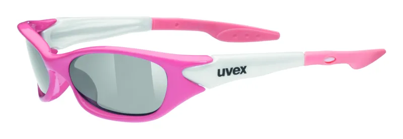 Uvex Sporty Junior Sunglasses in Pink/White with Mirror Silver Lens