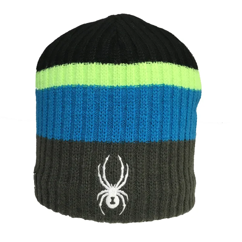 Spyder Lounge Wool Mix Beanie Hat in Osetra Green/Blue/Lime