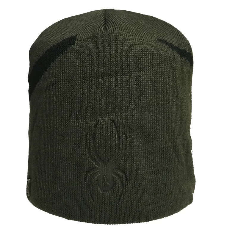 Spyder Shelby Embossed Beanie Hat in Osetra Green/Black