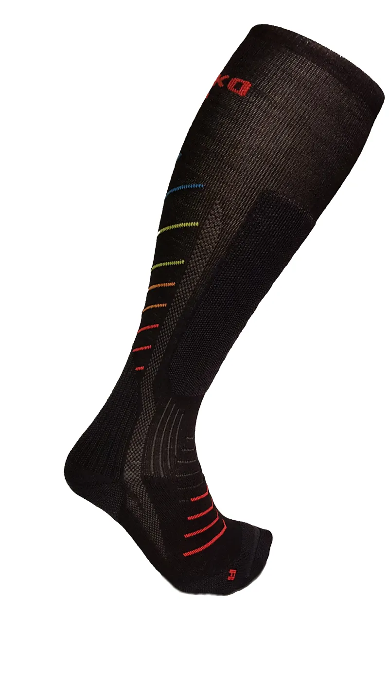 Teko Organic Evo Merino Mid-Weight Mens Ski Socks in Black
