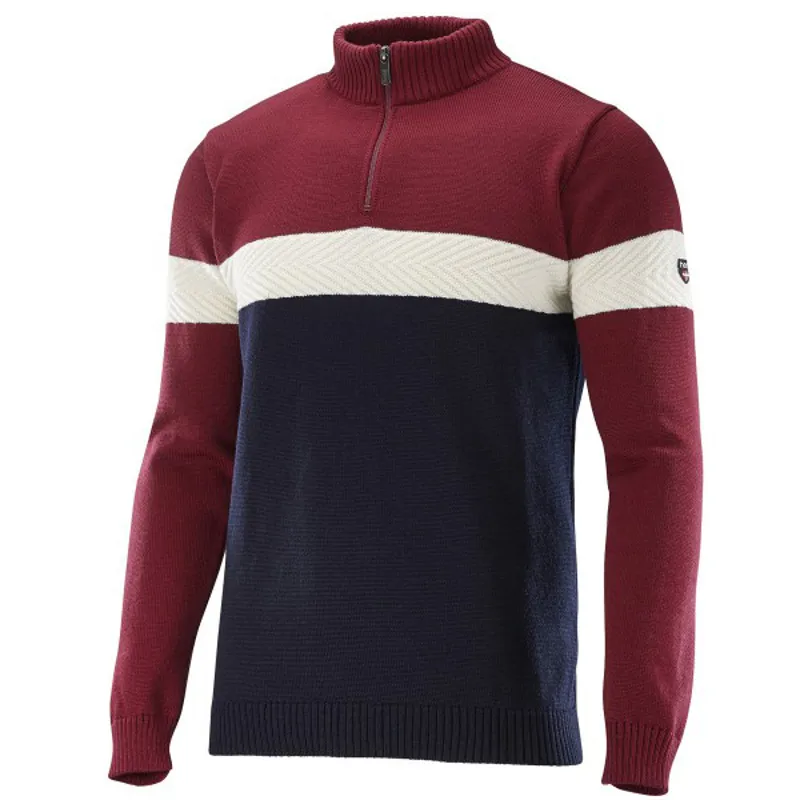Henjl Wayne 1/2 Zip Mens Merino Wool Jumper In Red The Ski Shop