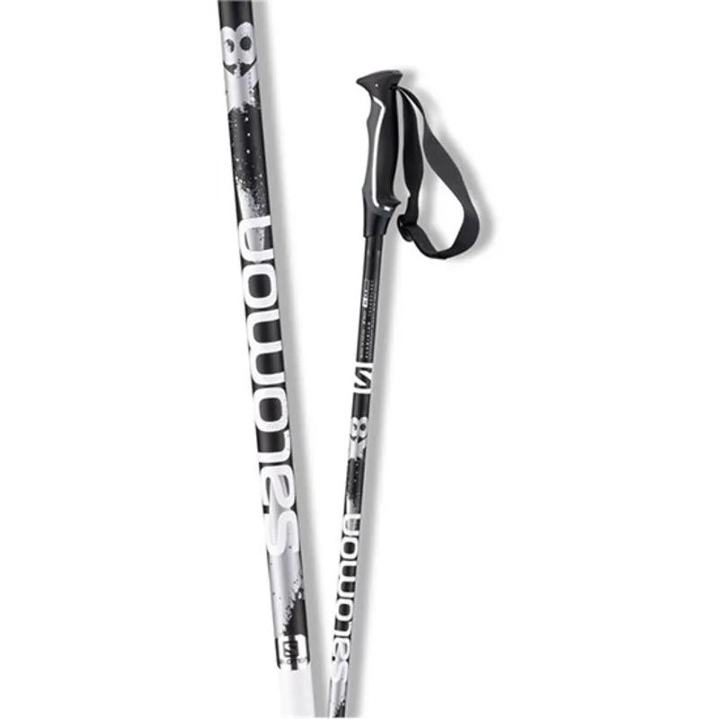 Salomon X 08 Ski Poles in Black/Silver