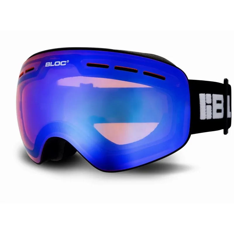 Bloc New Moon Ski Goggles - Black with Blue Mirror Lens