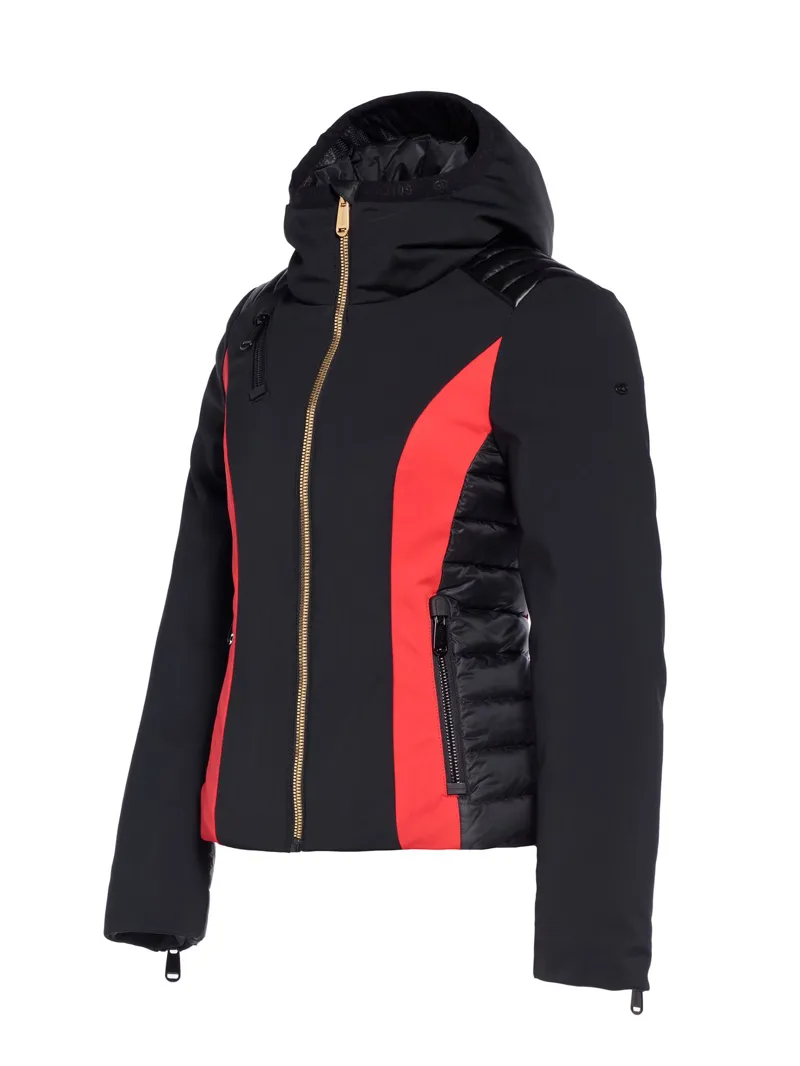 Goldbergh Classy Womens Down Ski Jacket - Black/Flame Red-2