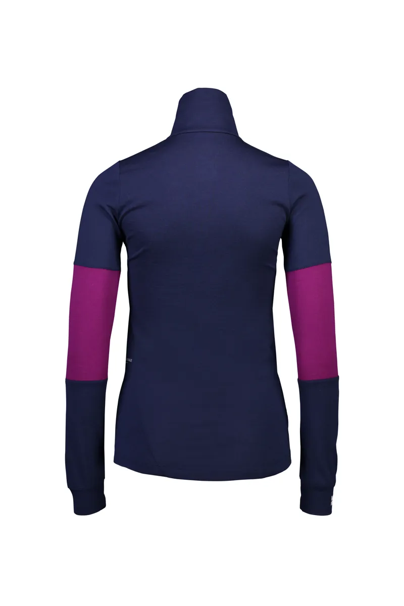 Mons Royale Cornice Half Zip Merino Womens Top in Navy/Pinot Purple-1
